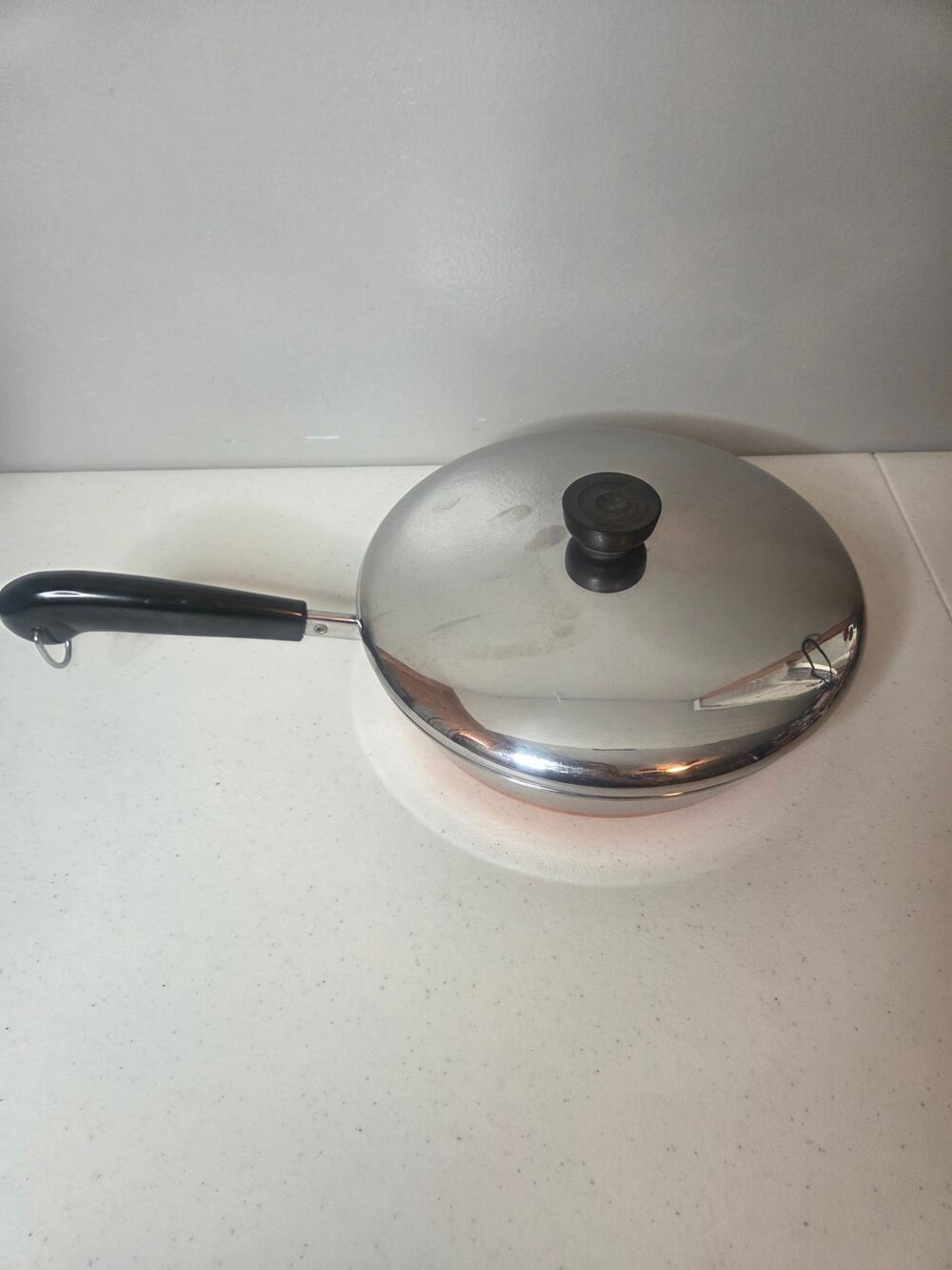 Copper Bottom Skillet 9" Stainless Steel 1801 Made in the USA with Lid